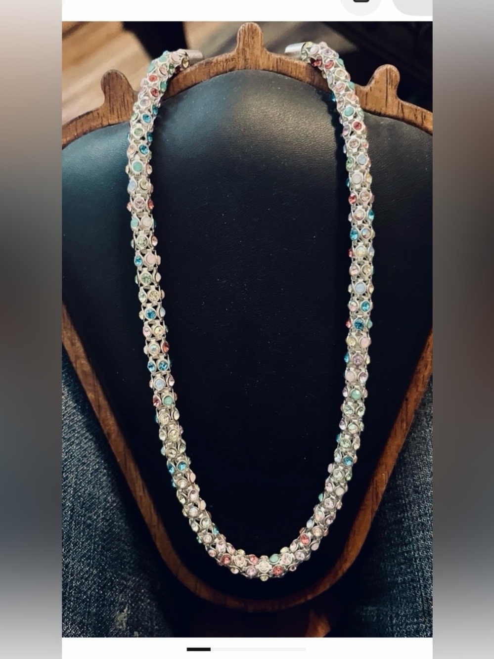 Swarovski Crystal Multicolor Tennis Necklace - Silver Setting
